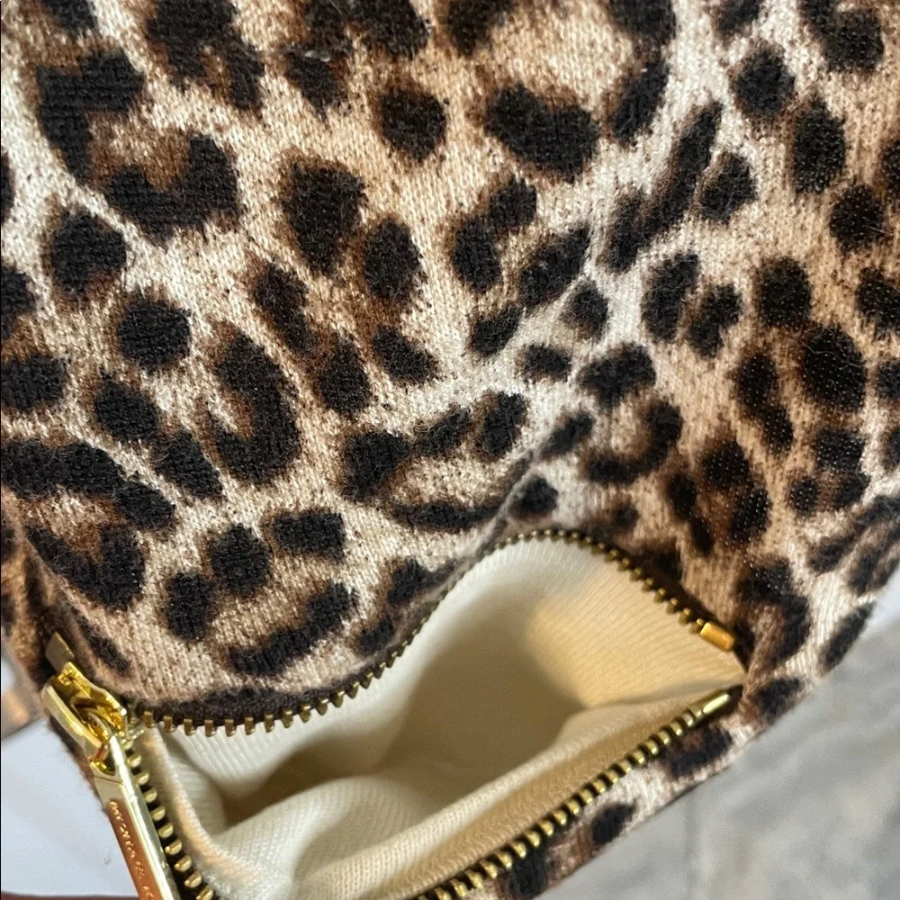 MICHAEL KORS ANIMAL PRINT LONG SLEEVE LONG CARDIGAN WITH LOGO ZIPS & BUTTONS M
